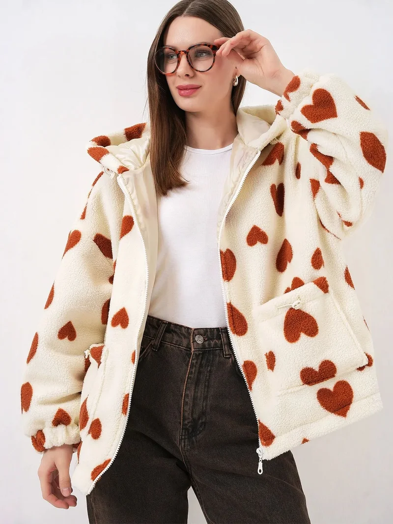 BIG DART BDART Hooded Thick Plush Jacket with Zipper and Pockets